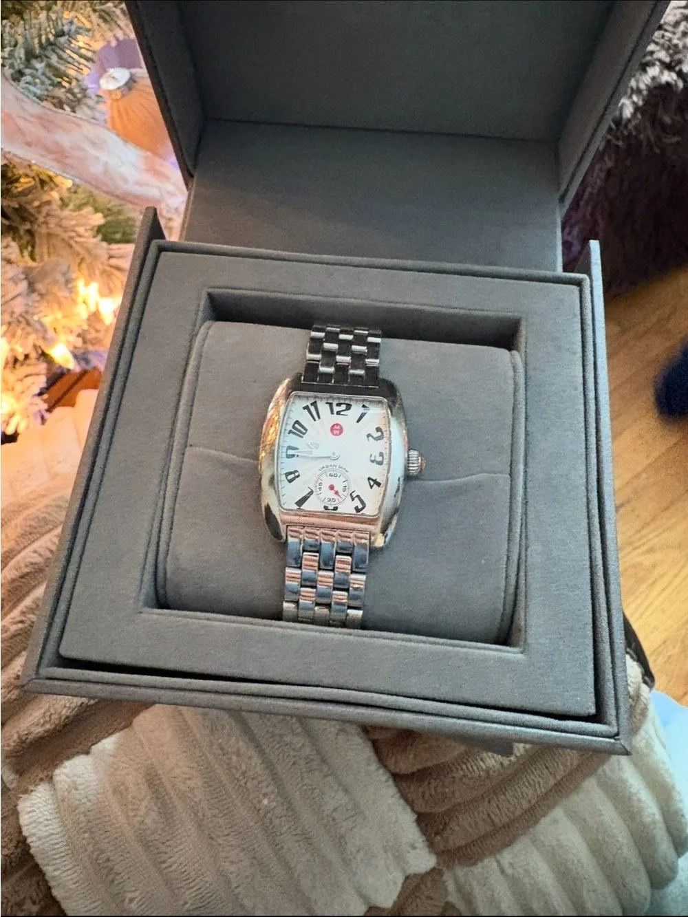 Michele Silver Stainless Steel Watch with White Dial